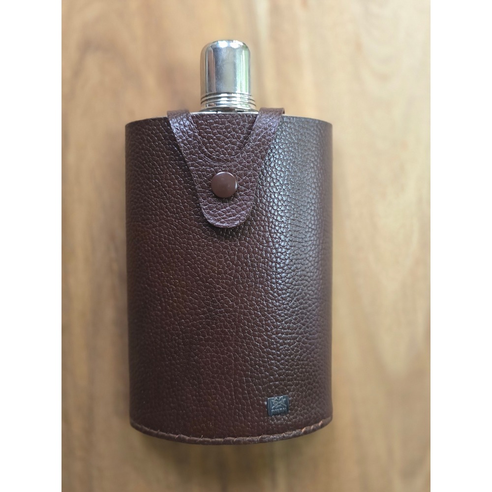 AKAH Jagerflasche Vintage Hip Flask Brown Leather Stainless Steel Hunting 78020 - Picture 6 of 16
